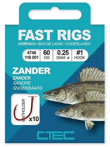 C-Tec Návazec Fast Rigs Zander Size 1, 0,25mm, 60cm