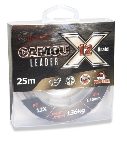 Návazcová šňůra Uni Cat Camou X-12 Leader 25m 1,2mm, 154kg