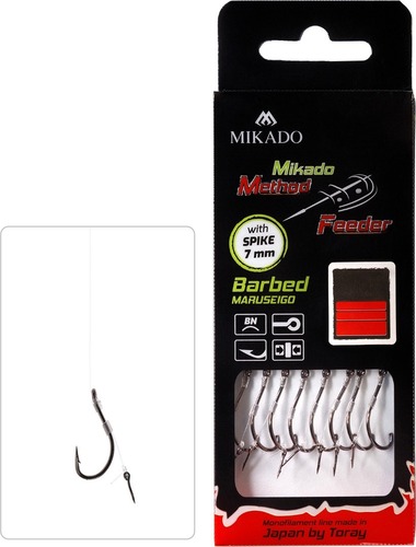 Mikado Navazec Method Feeder With Spike 7mm, Maruseigo Size 8, Monofilament 0,25mm, 10cm, 8ks