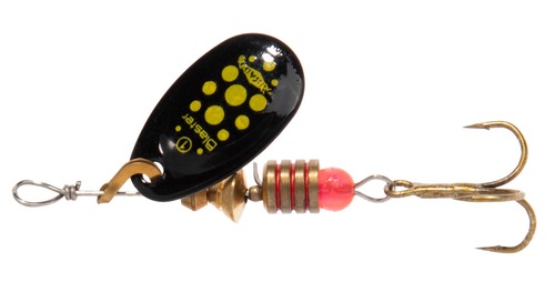 Mikado Třpytka Spinner Bite a Fight Blaster, Size 2, 4g Černá - Žluté tečky/ Stříbrná