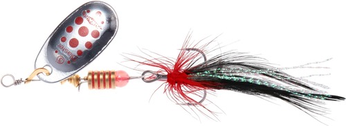Mikado Třpytka Blaster s Chvostem Size 2, 4g Stříbrná/Červené tečky