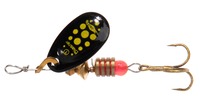 Mikado Třpytka Spinner Bite a Fight Blaster, Size 2, 4g Černá - Žluté tečky/ Stříbrná