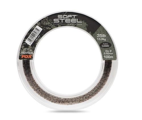 Fox Šokový vlasec Soft Steel Mono Leader, Fleck Camo, 100m 0,50mm, 15,9kg
