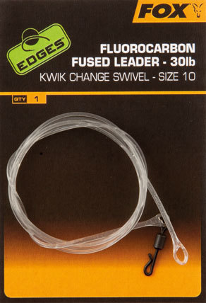 Fox Montáž EDGES™ Fluorocarbon Fused Leaders 75cm Size10 Kwik Change Swivel