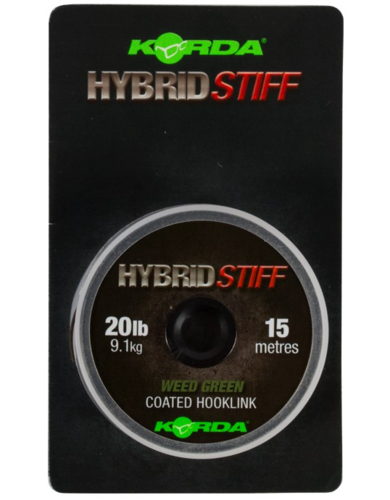 Korda Šňůrka Hybrid Stiff 15m, Weed Green 20lb, 9,1kg